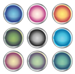 Set of different colored buttons. Vector illustration