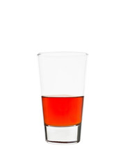 Half full glass of lemonade