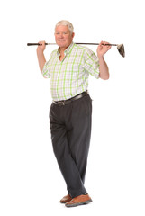 Happy casual mature golfer