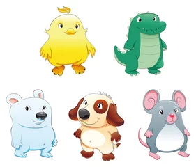 Fotobehang Baby pets. Funny cartoon and vector characters. © ddraw