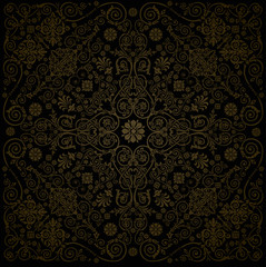 design with brown curls on black