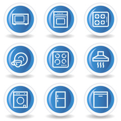 Home appliances web icons, blue glossy circle buttons