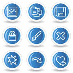 Image viewer web icons set 2, blue glossy circle buttons