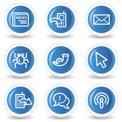 Internet web icons set 2, blue glossy circle buttons