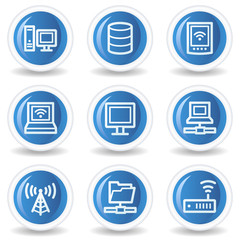 Network web icons, blue glossy circle buttons