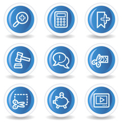 Shopping web icons set 3, blue glossy circle buttons