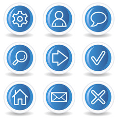Basic web icons, blue glossy circle buttons