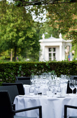 dinner tables on terrace of star restaurant