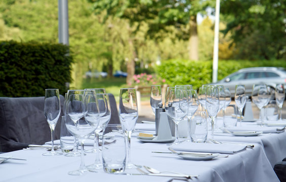 dinner tables on terrace of star restaurant