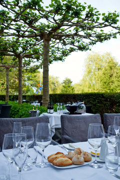 dinner tables on terrace of star restaurant