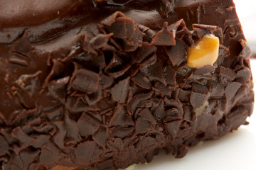 cake truffle with black chocolate sauce