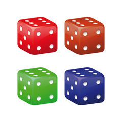 Colored dice on a white background. Vector icons