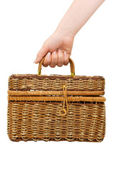 wicker basket isolated on white background