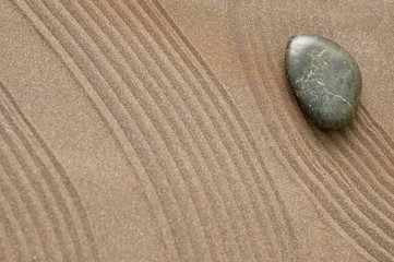 zen garden of sand and stone