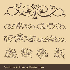 Vintage elements for frame or book cover, card