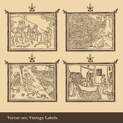 Vintage label vector background set