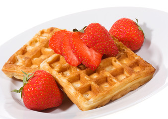 Waffles with strawberries