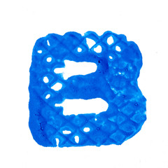 close-up of blue Rubbing letters