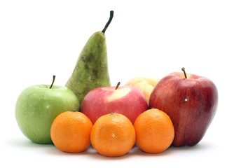 group of fruits isolated on white.