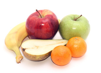 group of fruits isolated on white.