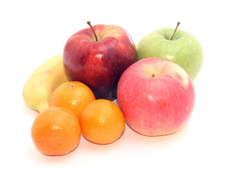 group of fruits isolated on white.