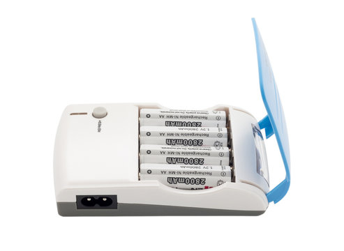 Battery charger isolated in white