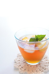 Ice Mint tea isolated on white background
