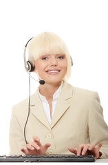 Call center woman with headset