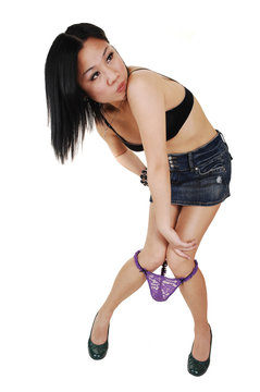 Chinese girl loosing her panties.