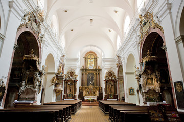 Fototapeta na wymiar interior of Church of Saint Cross, Znojmo, Czech Republic