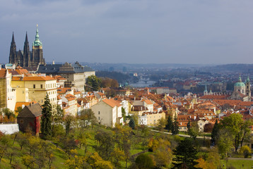 Fototapeta na wymiar view of city from Petrinske orchards, Prague, Czech Republic