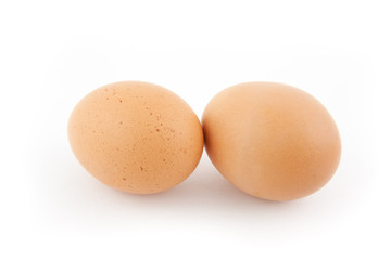 Two eggs isolated on white