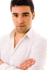 young casual man portrait, isolated on white