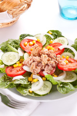 salad tuna tomato corn and onion