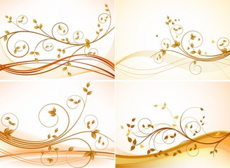 Set of floral abstract backgrounds vector