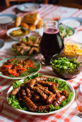 sausages on the table