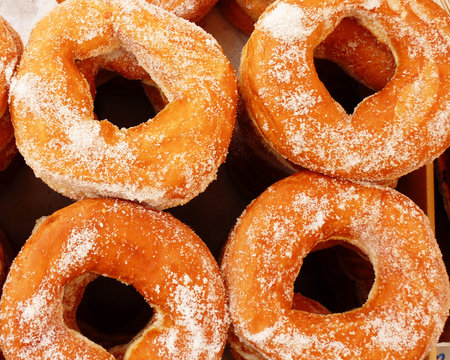 traditional Greek round sugar donuts "lukuma"