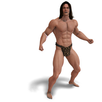 the apeman out of the jungle. 3D rendering with clipping path an