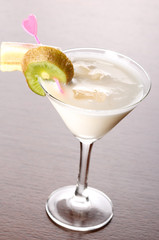milk cocktail with banana and kiwi fruit