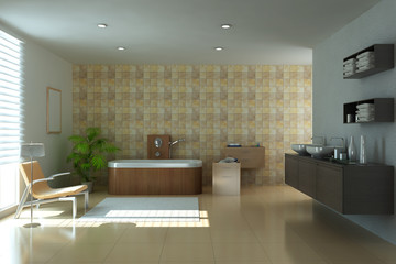 3d render modern bathroom