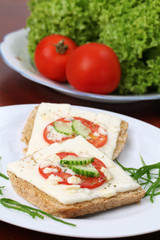 Fototapeta na wymiar Grilled cheese and tomato sandwiches