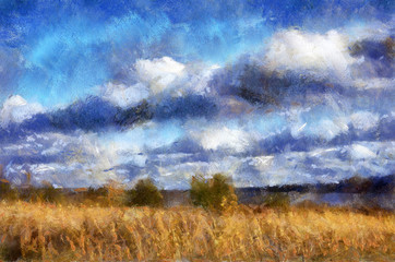 Fototapeta na wymiar landscape with sky and grass