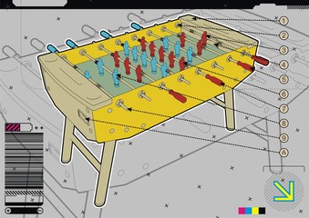 Table soccer design template on grey background.