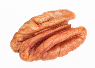 Pecan nut core isolated on white background