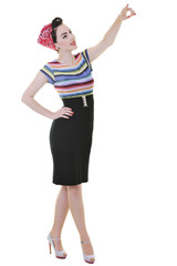 isolated woman with travel bag