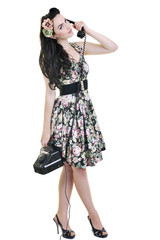 beautiful young woman isolated on white