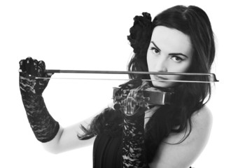 beautiful young lady play violin