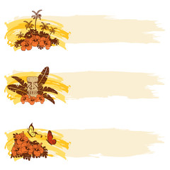 Grungy retro hawaiian banners in warm tones
