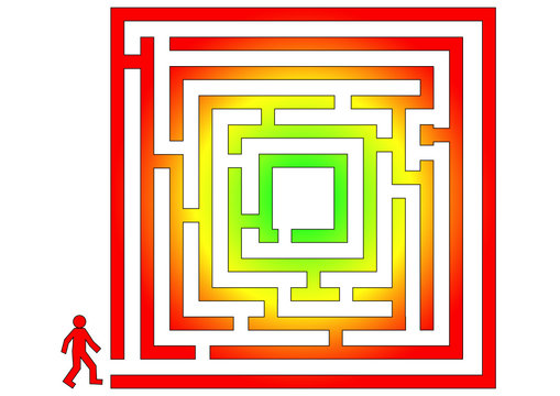 Colorfull labyrinth with man