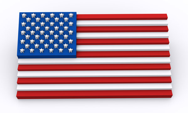 USA flag designed with 3d shapes